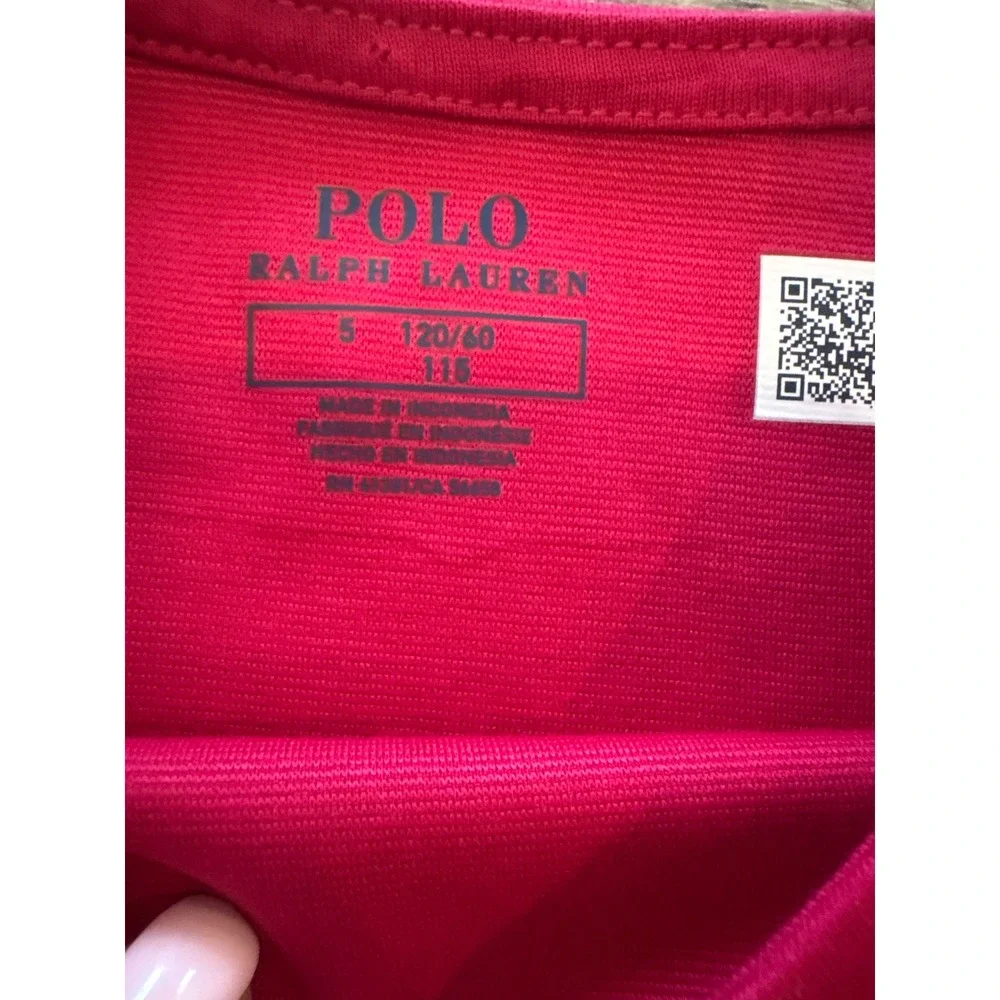 Polo Ralph Lauren Girls Pink Long Sleeve Ruffle Cuff Dress Size 5 Ribbon Waist